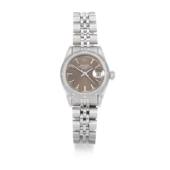 Rolex. A lady's stainless steel automatic calendar bracelet watch Date, Ref: 69190, Sold 21st May 1986