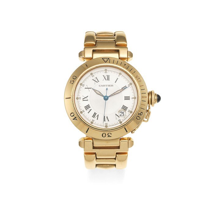 Cartier Cartier. An 18K gold automatic calendar bracelet watch Pasha, Ref: 1027, Circa 2000