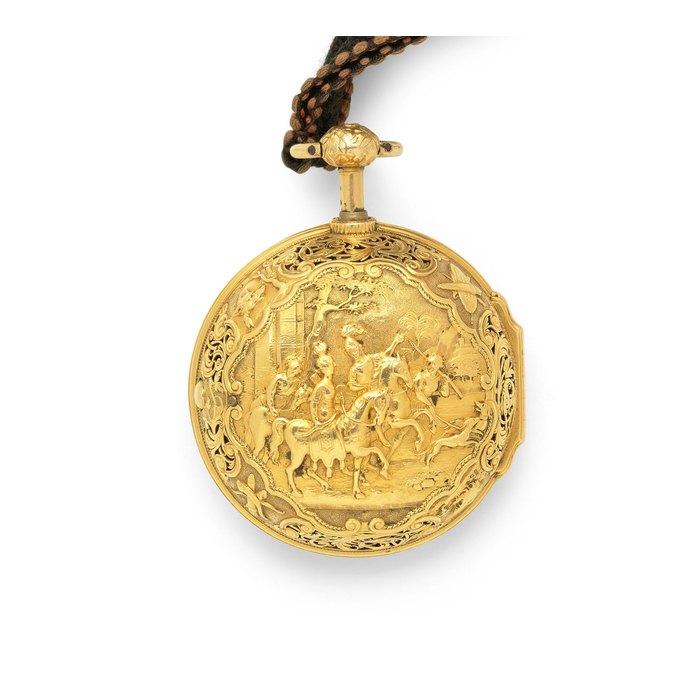 Joseph Martineau Snr, London. An 18K gold key wind repeating pair case pocket watch Circa 1750