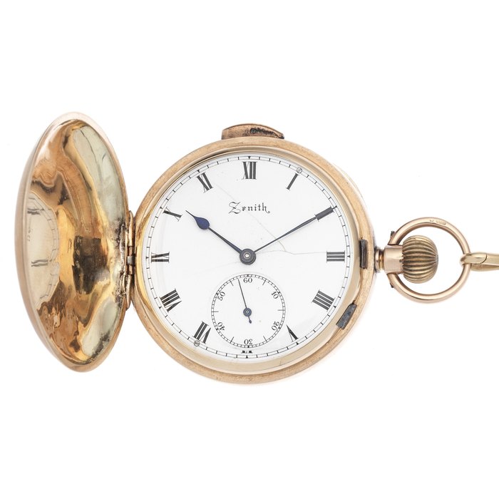 Zenith Zenith. A 9K gold keyless wind full hunter pocket watch London Import mark for 1907, Price & Market Data