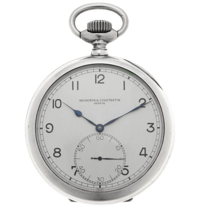 Vacheron & Constantin. A silver keyless wind open face deck pocket watch Circa 1942