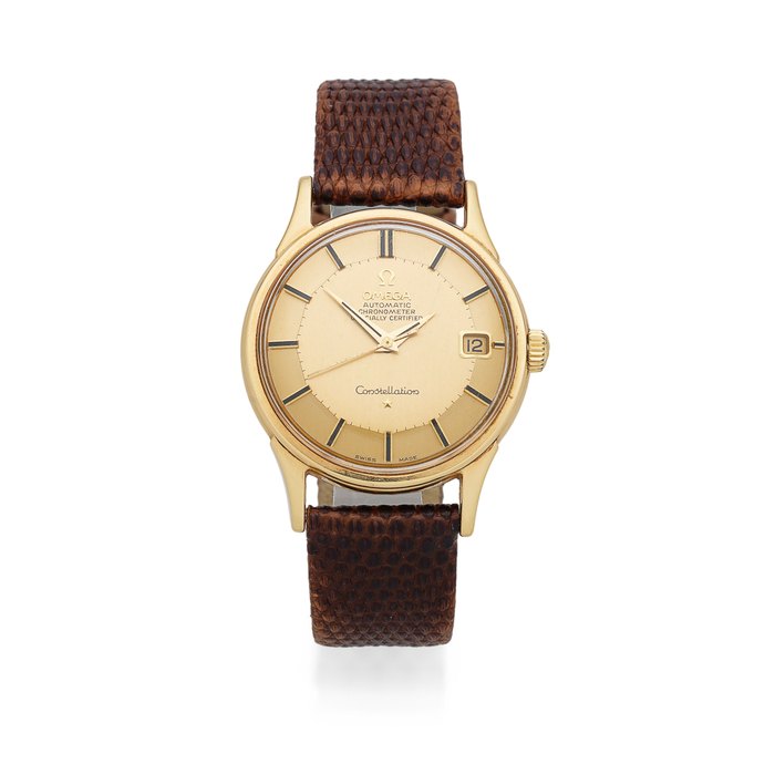 Omega Omega. An 18K gold automatic calendar wristwatch Constellation, Ref: 1685415, Birmingham Hallmark for 1964, Price & Market Data