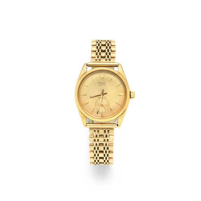 Rolex. An 18K gold manual wind bracelet watch Veriflat, Ref: 6512, Glasgow Import mark for 1962