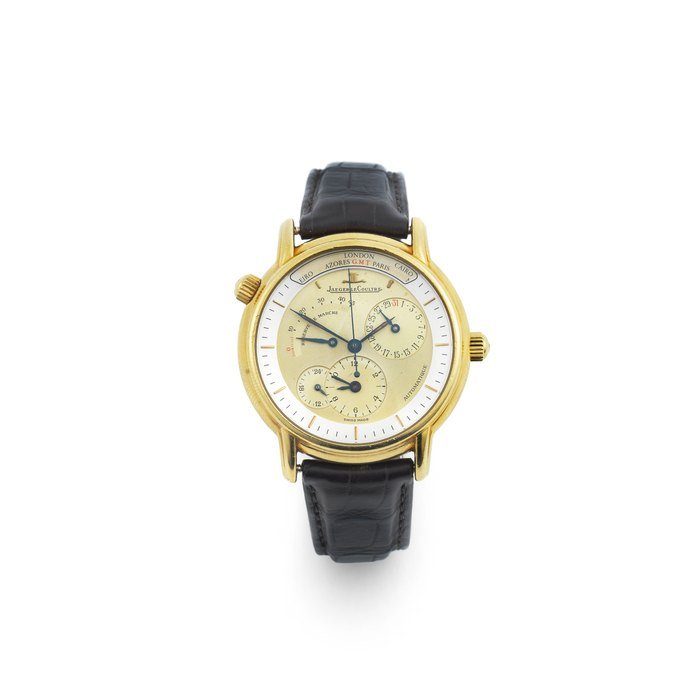 Jaeger-LeCoultre Jaeger-LeCoultre. An 18K gold automatic calendar wristwatch with dual time zone and power reserve Geographique, Ref: 169.2.92, Circa 2000