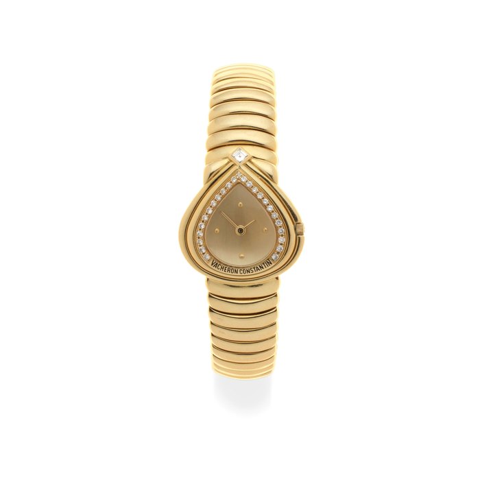 Vacheron & Constantin. A lady's 18K gold and diamond set quartz teardrop form bracelet watch Ref: 27609/143J-7, Sold 25th November 1995