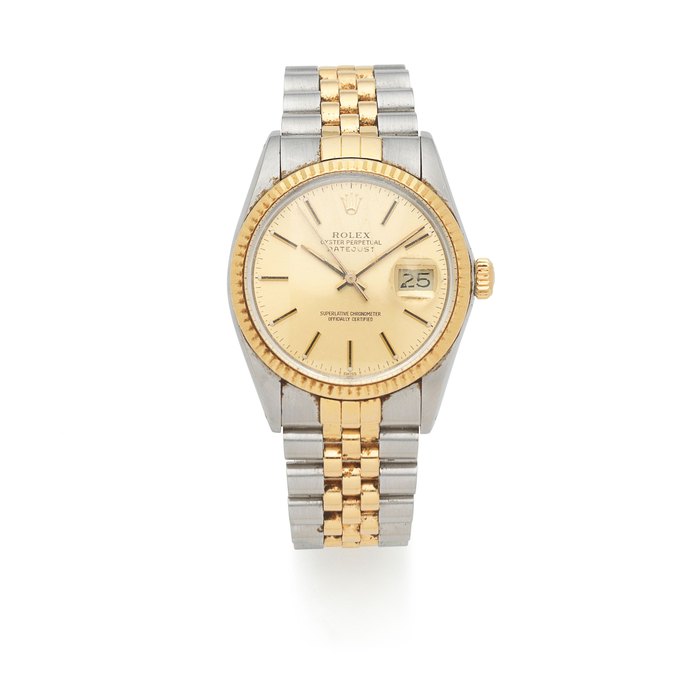 Rolex. A stainless steel and gold automatic calendar bracelet watch Datejust, Ref: 16013, Circa 1985
