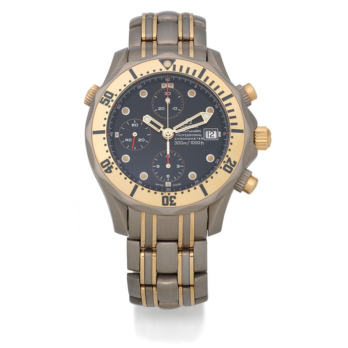 Omega. A titanium and gold automatic calendar chronograph bracelet watch Seamaster Professional, Ref: 178.0504/378.0504, Circa 1995