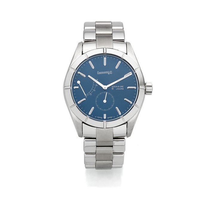 Eberhard & Co. A stainless steel manual wind bracelet watch with power reserve Aqua 8-line, Ref: 21018, Circa 2000