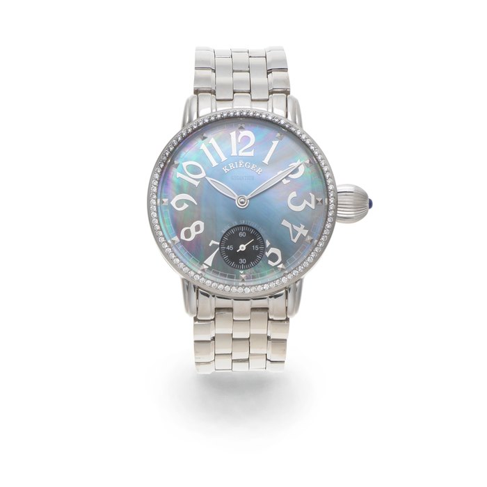 Krieger. An oversized stainless steel and diamond set manual wind bracelet watch Gigantium, Limited Edition No.337/1000, Ref: K7007, Sold 28th September 2010