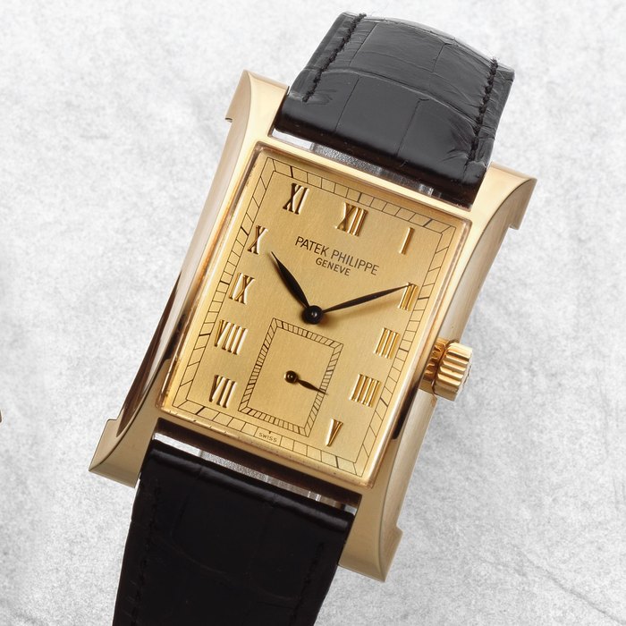 Patek Philippe. A fine 18K gold manual wind commemoration wristwatch Pagoda, Ref: 5500J, Sold 17th September 1997