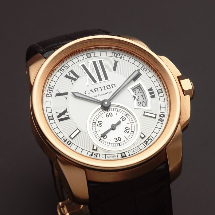 Cartier. An 18K rose gold automatic calendar wristwatch Calibre de Cartier, Ref: 3300, Circa 2011