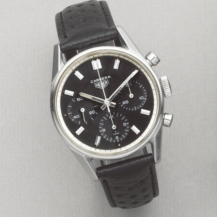 Heuer. A stainless steel manual wind chronograph wristwatch Carrera, Ref: 2447N, Circa 1970