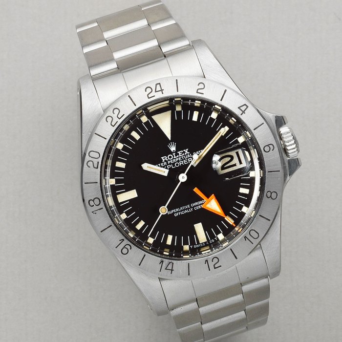 Rolex. A stainless steel automatic calendar bracelet watch with dual time zone Explorer II, Ref: 1655, Circa 1981