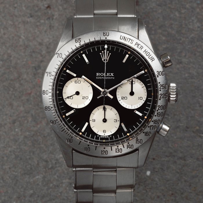 Rolex Rolex. A fine and rare stainless steel manual wind chronograph bracelet watch Cosmograph, Ref: 6239, Circa 1968 · 6239