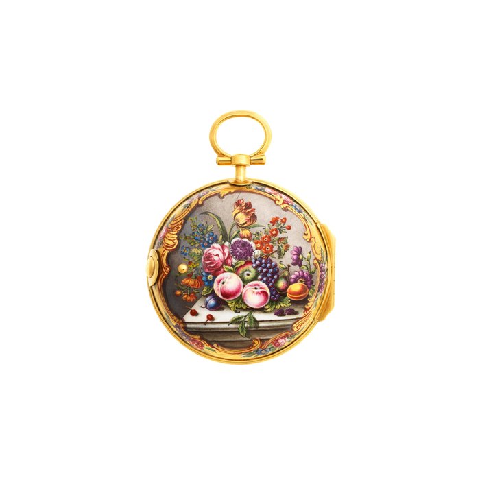 Haley & Son, London. A gold key wind consular cased pocket watch with enamel decoration Circa 1770