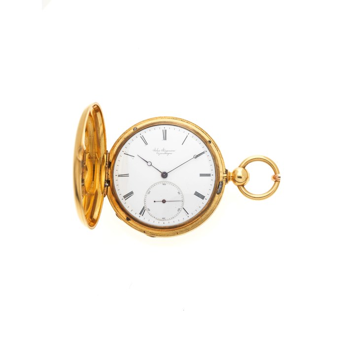Jules Jurgensen, Copenhagen. An 18k gold key wind full hunter pocket watch with resistant banking escapement Circa 1880