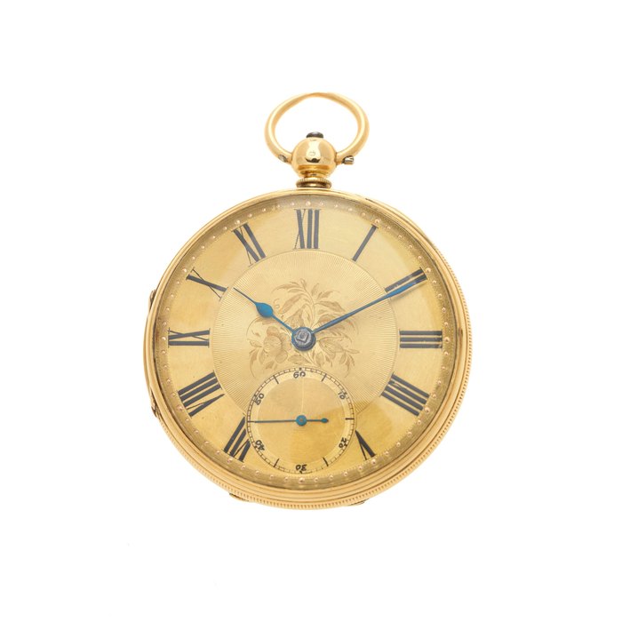 J. Flinn & Sons, Earlsdon & London. An 18K gold keyless wind open face pocket watch London Hallmark for 1866
