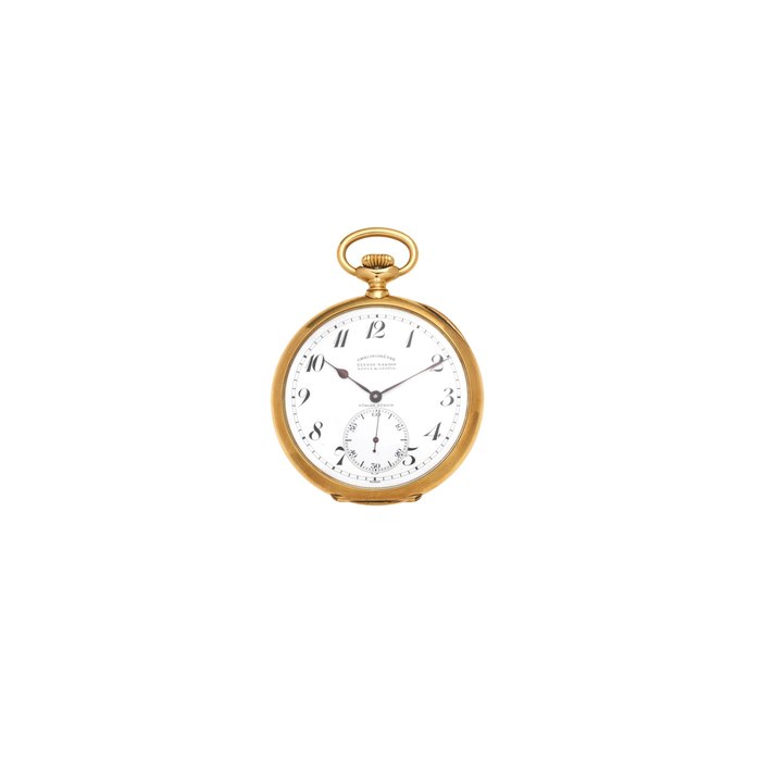 Ulysse Nardin. An 18K gold First Class Bulletin keyless wind open face pocket watch Retailed by Türler Chronometre, Circa 1930