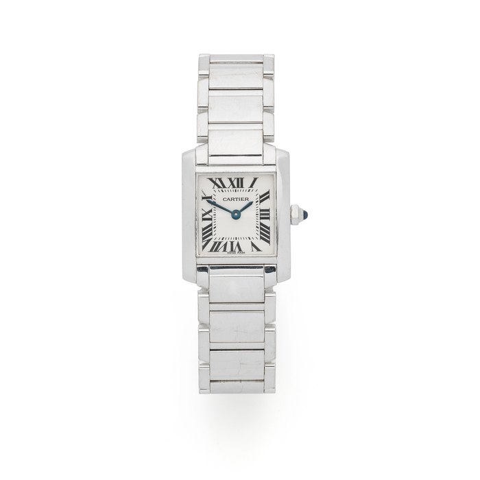Cartier. A lady's 18K white gold quartz bracelet watch Tank Francaise, Ref: 2403, Circa 2005