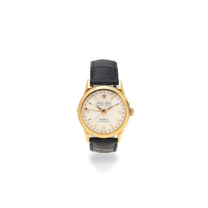Movado. An 18K gold automatic triple calendar wristwatch Calendomatic, Ref: 44.B1.880, Sold 26th April 1993
