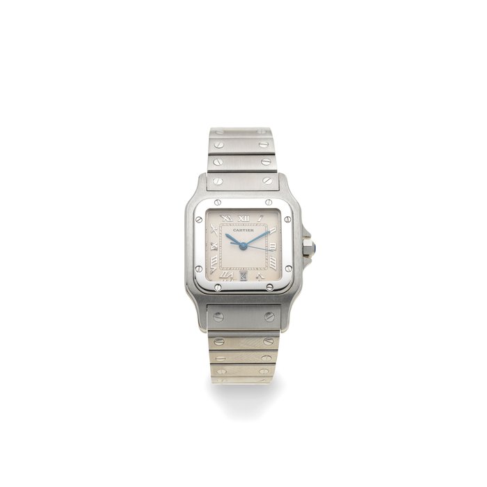 Cartier. A stainless steel quartz calendar bracelet watch Santos, Ref: 1564, Circa 2002