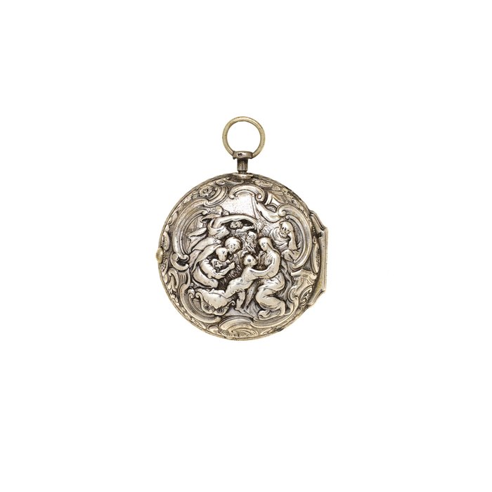Tarts, London. A silver key wind pair case pocket watch with repousse decoration Circa 1770