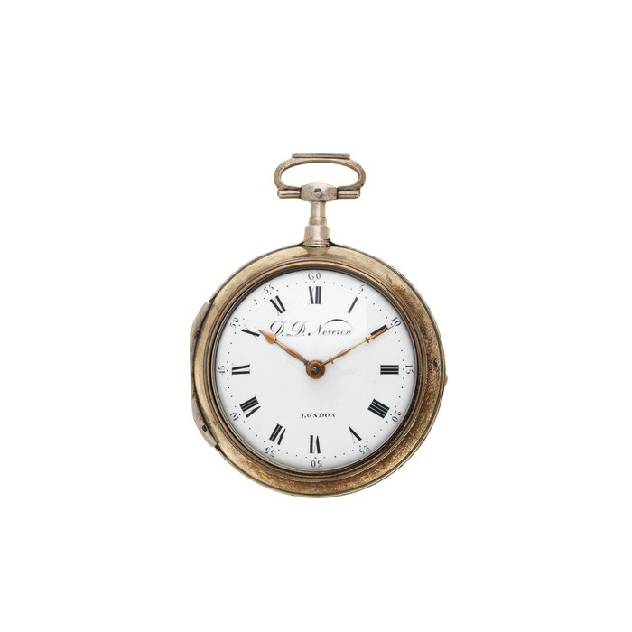 D.D. Neveren, London. A silver key wind pair case pocket watch Circa 1770