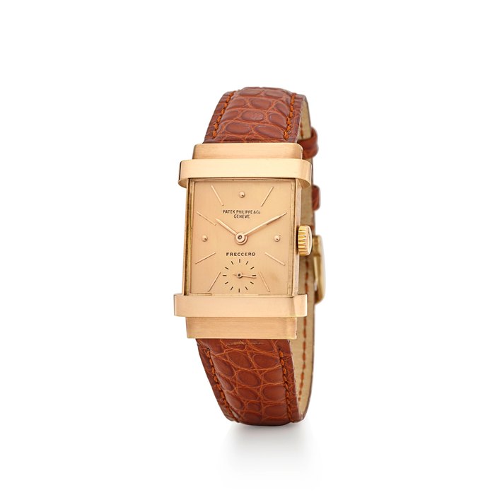 Patek Philippe. A fine 18K rose gold manual wind Wristwatch retailed by Freccero Top Hat , Ref: 1450, Circa 1942