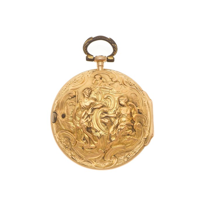 Thomas Hay, Shrewsbury. A gold verge key wind repoussé consular case pocket watch Circa 1750