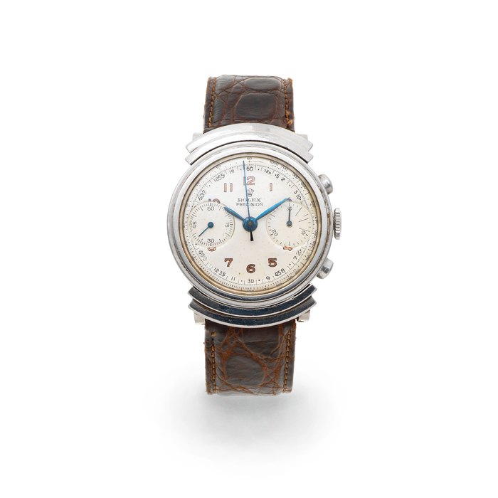 Rolex. A stainless steel manual wind chronograph wristwatch with stepped hooded lugs Ref: 2917, Circa 1938