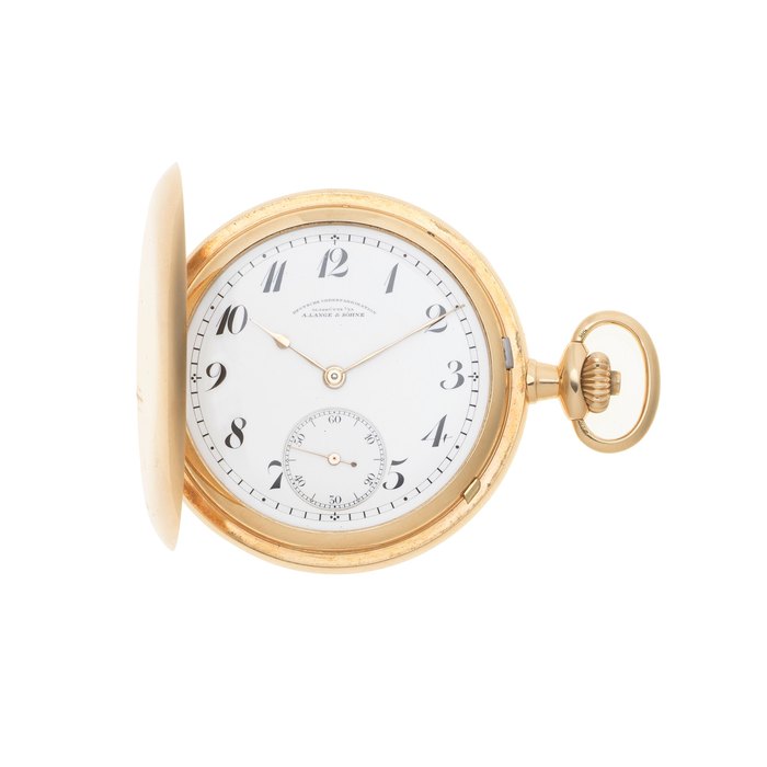 A. Lange & Söhne. A 14K gold keyless wind full hunter pocket watch Circa 1900