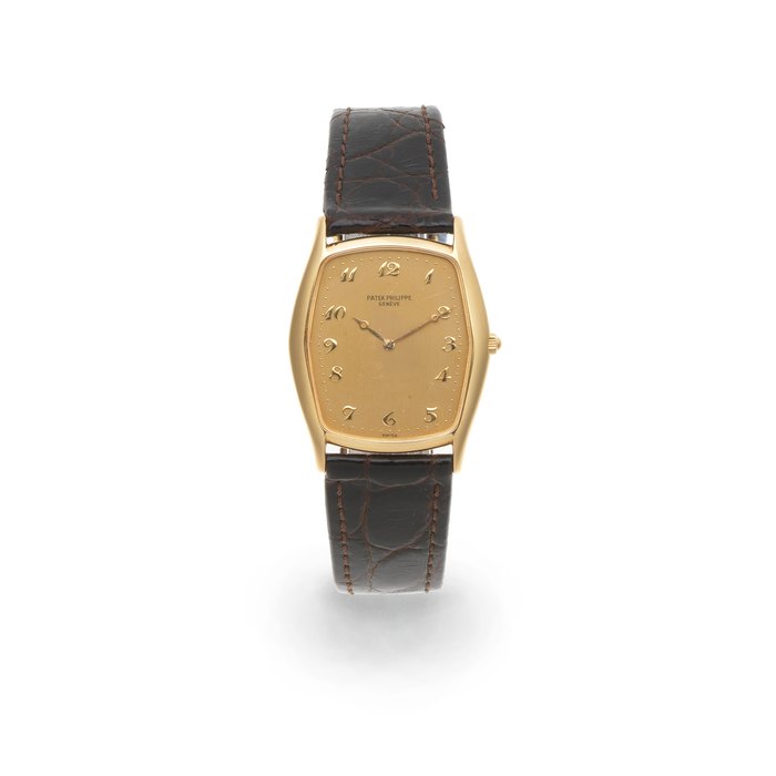 Patek Philippe. An 18K gold manual wind tonneau form wristwatch Gondolo, Ref: 3842, Circa 1975