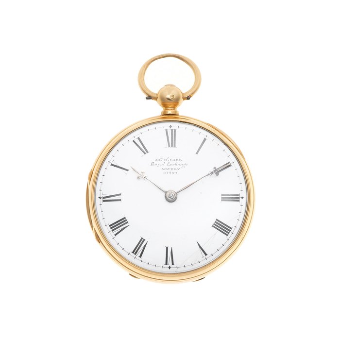 James McCabe, London. An 18K gold key wind open face pocket watch London Hallmark for 1866