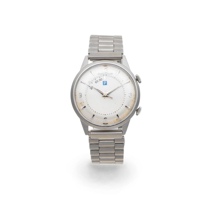 Jaeger-LeCoultre. A stainless steel manual wind 'parking' alarm wristwatch Memovox, Circa 1960