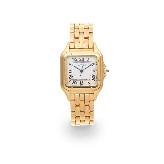 Cartier. An 18K gold quartz calendar bracelet watch Panthere, Circa 1990