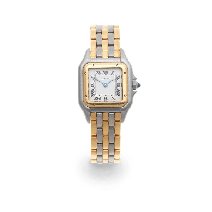 Cartier. A lady's stainless steel and gold quartz bracelet watch Panthere, Ref: 2480, Circa 1990