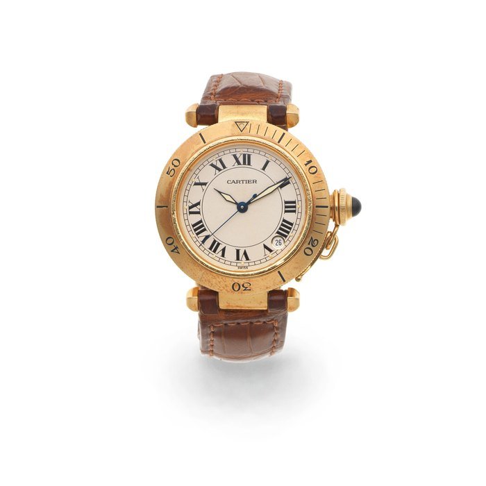 Cartier Cartier. An 18K gold automatic calendar wristwatch Pasha, Ref: 1035 1 , Circa 2000