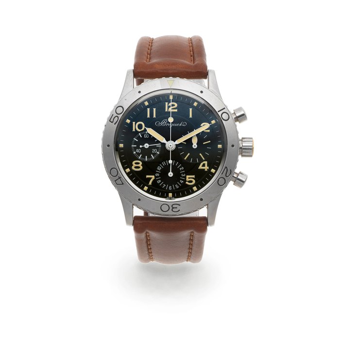 Breguet. A stainless steel automatic chronograph wristwatch Type XX, Ref: 3800, Sold January 1996