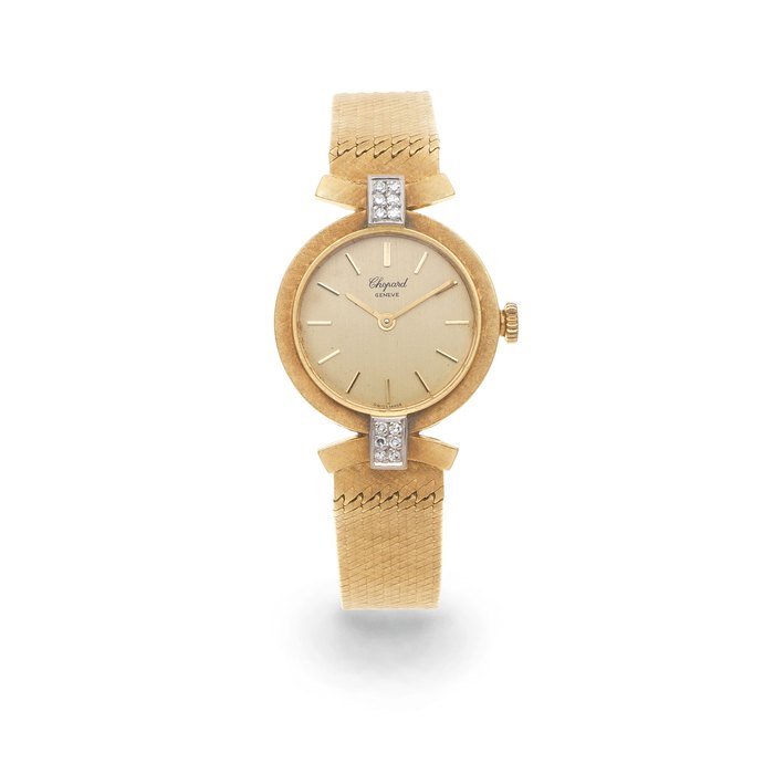 Chopard Movado for Chopard. A lady's 18K gold and diamond set manual wind bracelet watch Circa 1980