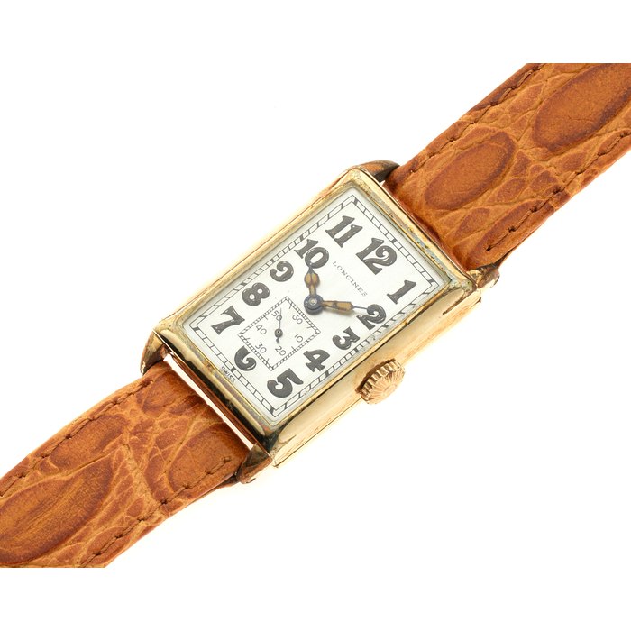 Longines. A gold plated manual wind rectangular wristwatch Ref. 2448-25/17