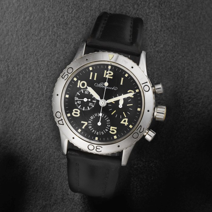Breguet. A stainless steel automatic chronograph wristwatch Type XX Aeronavale, Ref:3800ST/92/3W6, No.25594, Sold 22nd December 1995