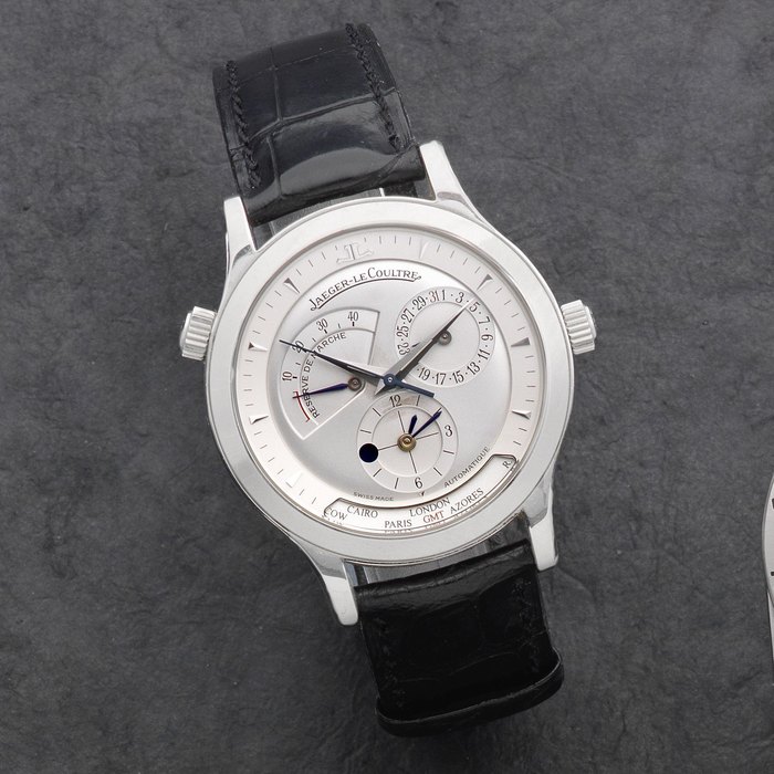Jaeger-LeCoultre. A stainless steel automatic calendar wristwatch with world time and power reserve Master Control 1000 Hours, Ref:142.8.92, No.0808, Circa 2000
