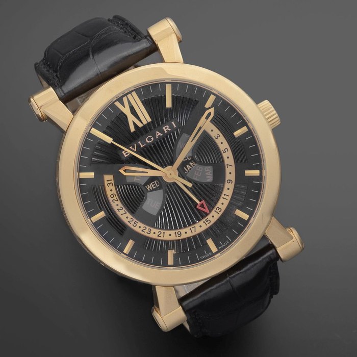 Bulgari. An 18K rose gold automatic retrograde triple calendar wristwatch Sotirio, Ref:SB P42 G AC, No.137/250, No.101746/137250, Sold 20th January 2012