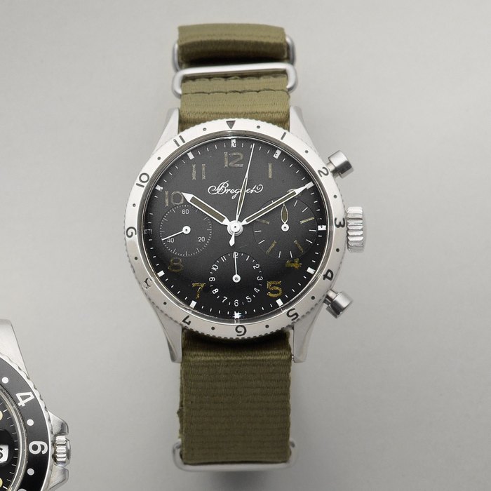Breguet. A stainless steel manual wind flyback chronograph wristwatch Aeronavale, Type XX, Ref:2977, Circa 1965