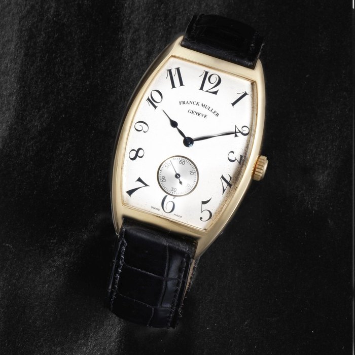 Franck Muller. An 18K rose gold manual wind tonneau form wristwatch Ref:2850-S6, No.H 03, Circa 1998