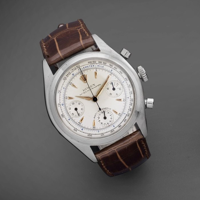 Rolex. A stainless steel manual wind chronograph wristwatch Anti-Magnetic Oyster Chronograph, Ref:6034, Serial No.907***, Circa 1952