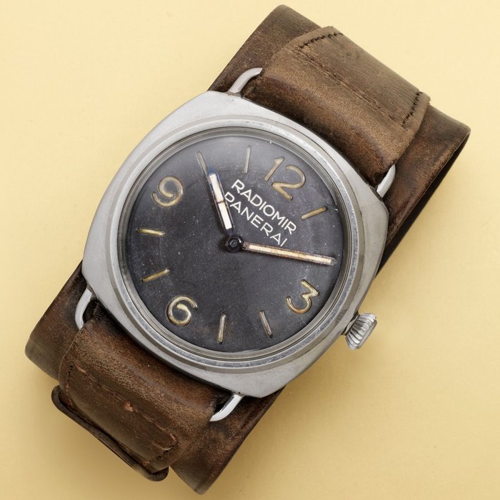 Panerai Rolex, made for Officine Panerai. A very rare stainless steel oversized military manual wind wristwatch Radiomir, Ref:3646, Serial No.101****, Circa 1940