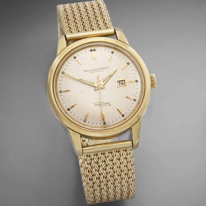 International Watch Company. A rare 18K gold automatic calendar antimagnetic bracelet watch Ingenieur, Movement No.1678600, Circa 1962