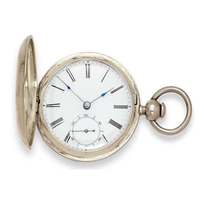 Waltham. Two silver hunter cased watches with pinned platesChas. T. Parker, No. 1346 and No. 8286