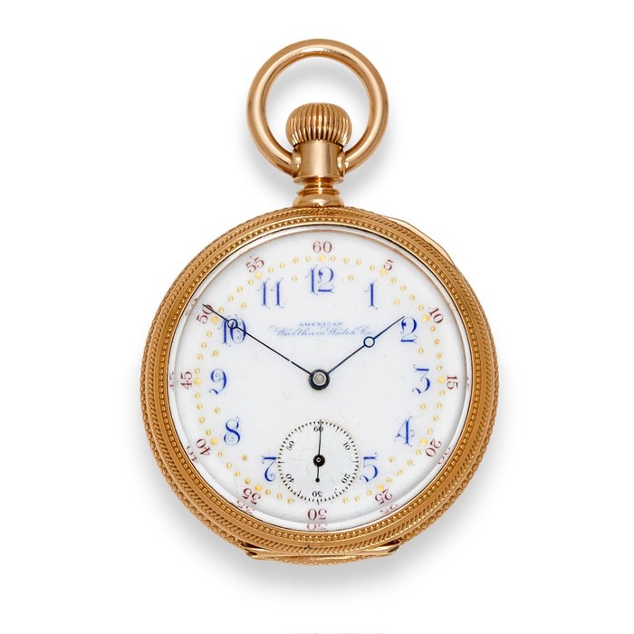 Breguet Waltham. A fine 14K gold open face watch with fancy dialAm'n Watch Co., no. 2605175